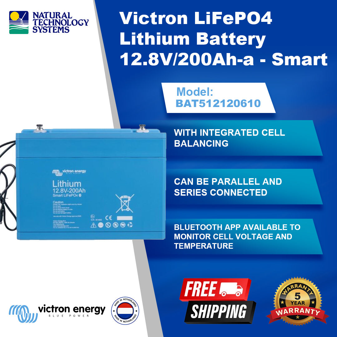 Victron LiFePO4 Lithium Battery 12.8V/200Ah Smart BAT512120610