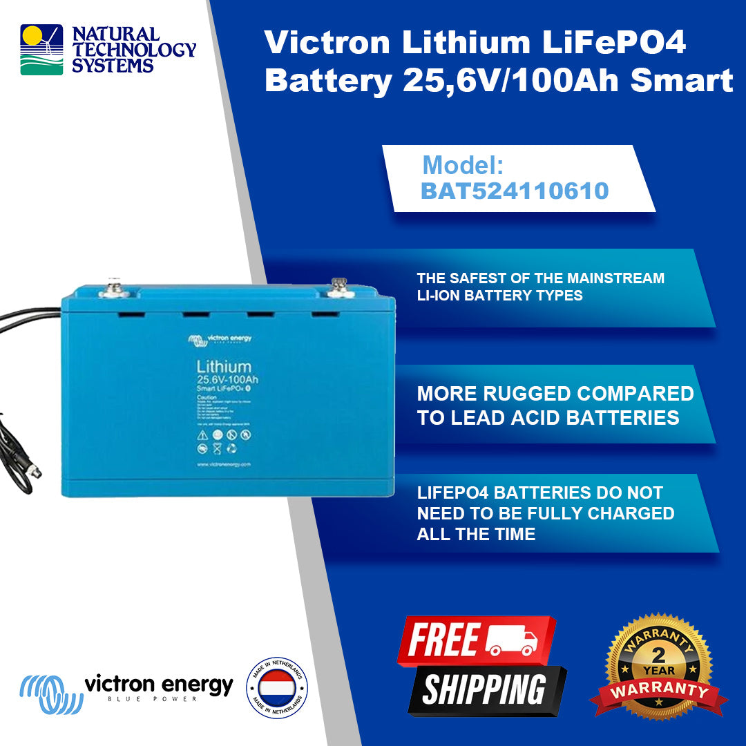 Victron Lithium LiFePO4 Battery 25.6V/100Ah Smart (BAT524110610)