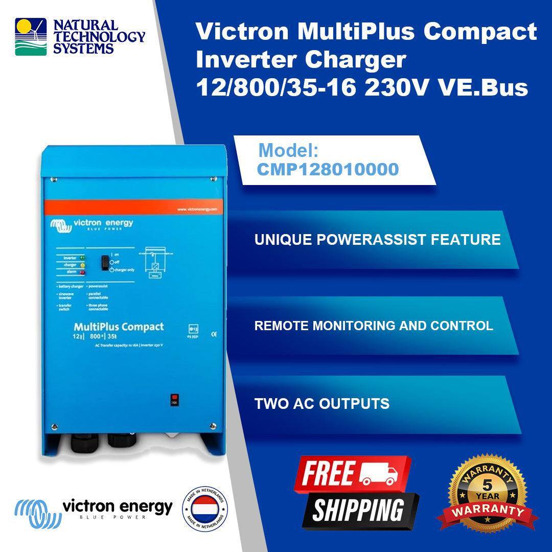 Wechselrichter Ladegerät MultiPlus Compact 12/800/35-16 700W 12V 800VA  Victron Energy