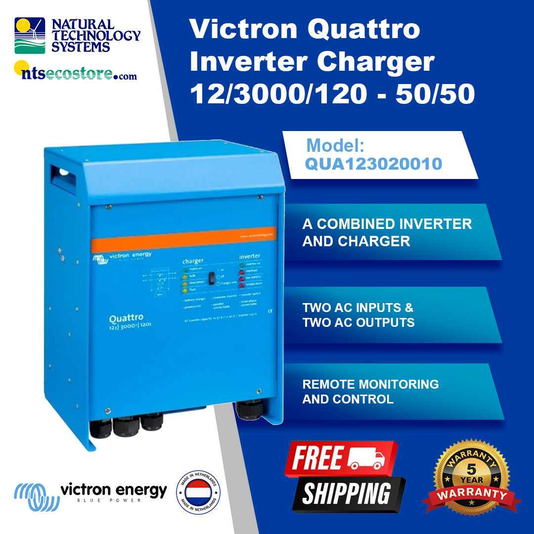 Victron Quattro Inverter Charger 12/3000/120 - 50/50 QUA123020010