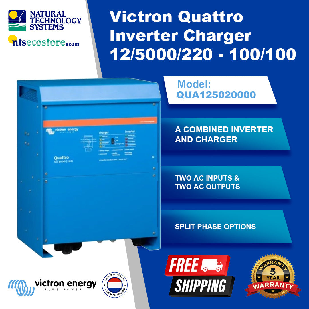 Victron Quattro Inverter Charger 12/5000/220 - 100/100 QUA125020000