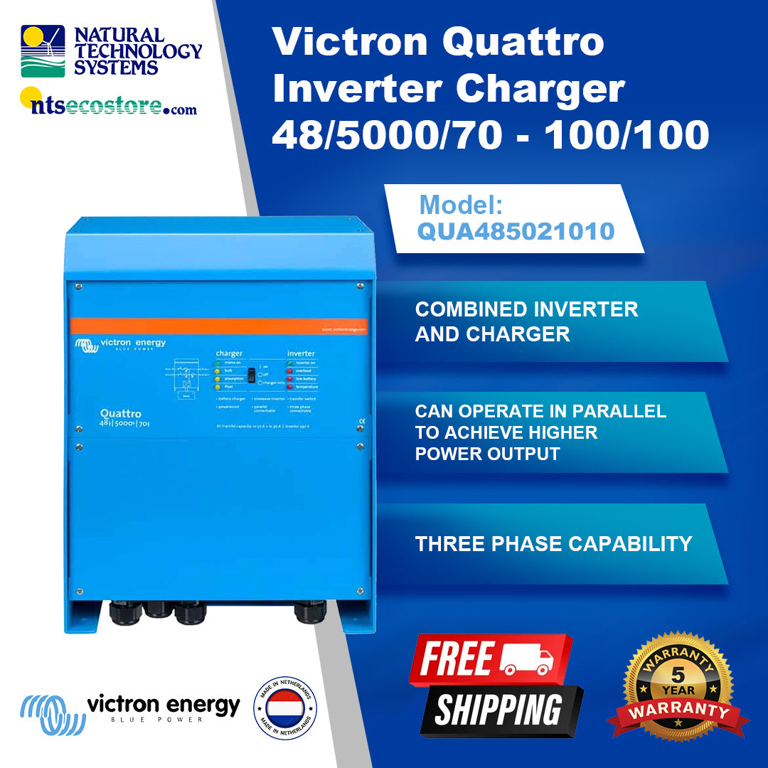 Victron Energy Quattro 5000VA 12-Volt Pure Sine Wave Inverter and 220 amp  Battery Charger