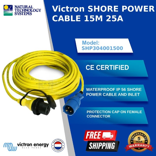 Victron Shore Power Cable 15M 25A (SHP304001500)