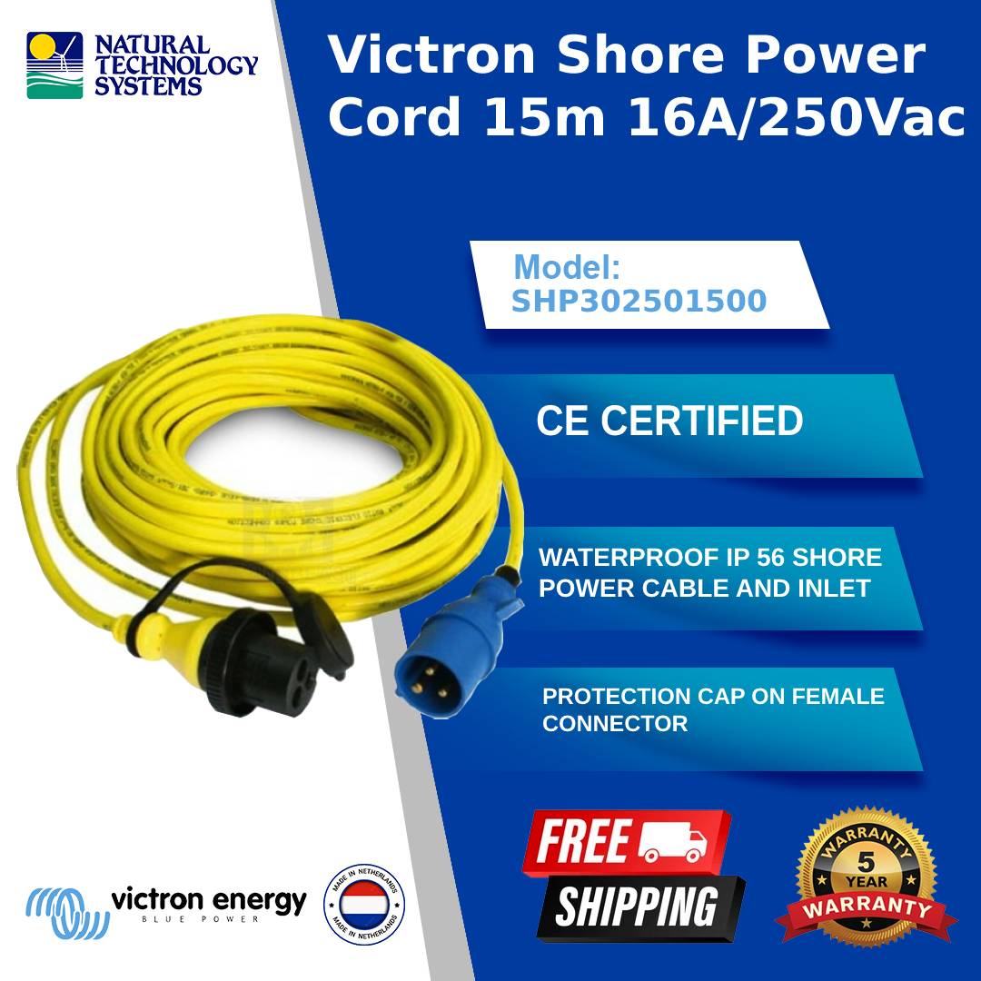 Victron Shore Power Cord 15m 16A/250Vac (SHP302501500)