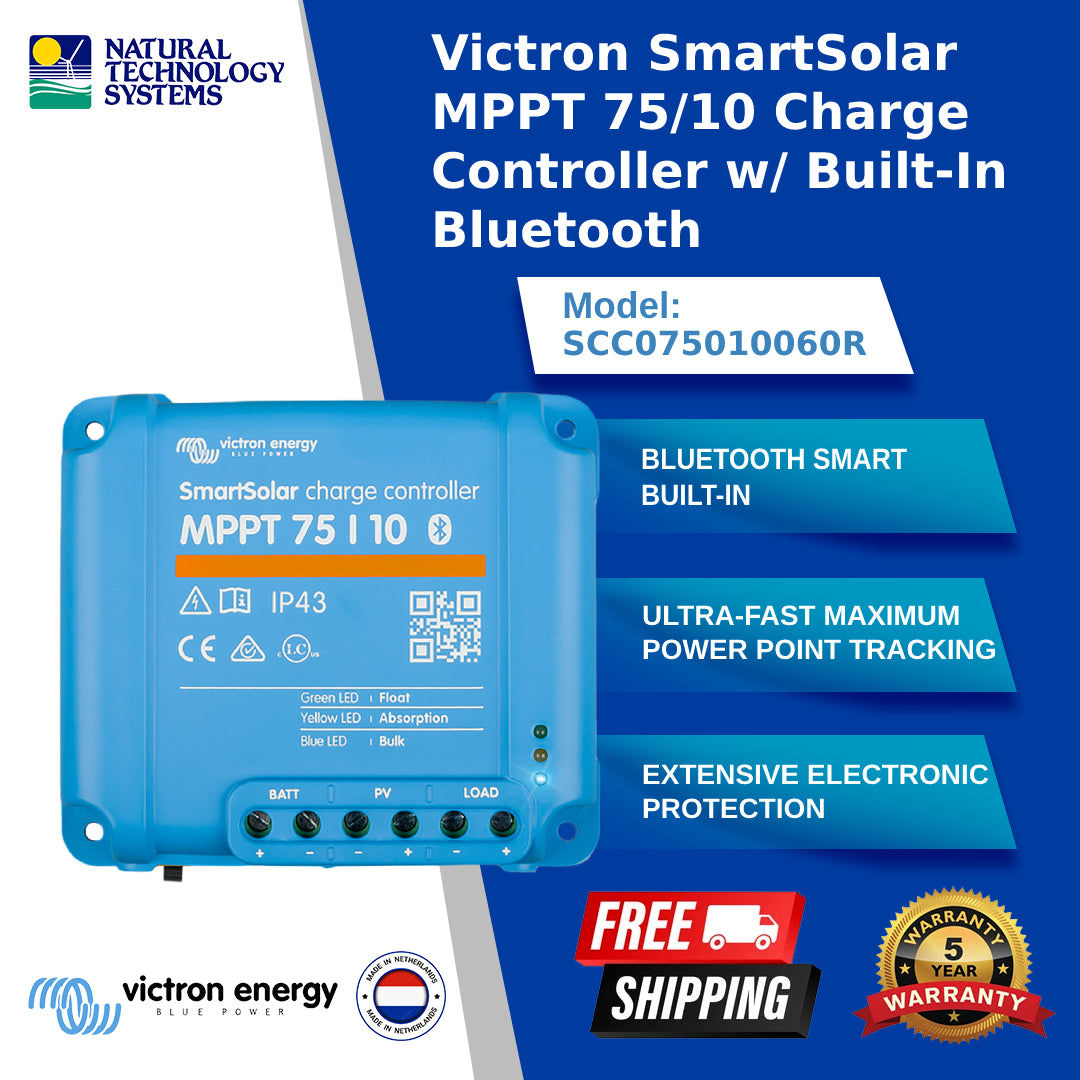 Victron SmartSolar MPPT 75/10 Charge Controller w/ Built-In Bluetooth (SCC075010060R)