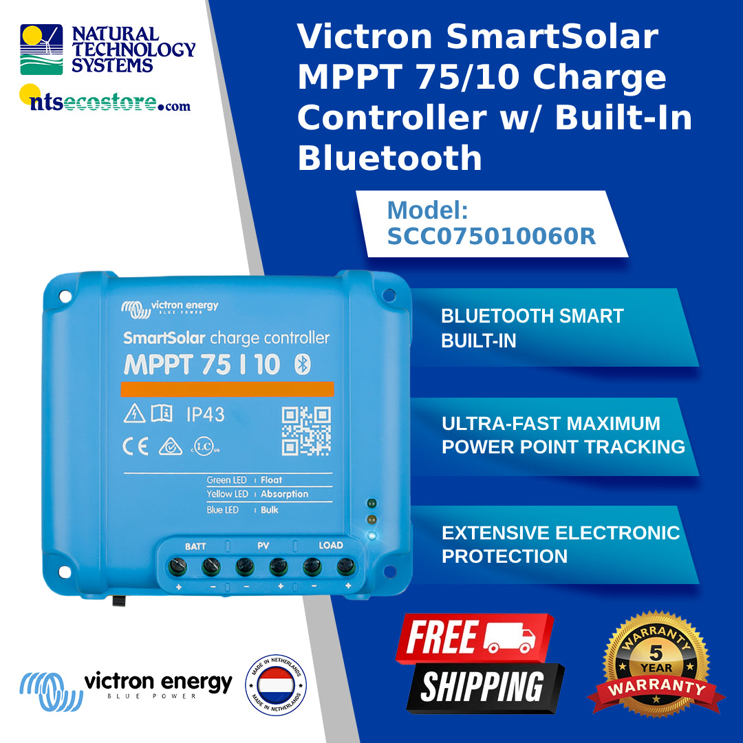 Victron SmartSolar MPPT 75/10 Charge Controller w/ Built-In Bluetooth (SCC075010060R)