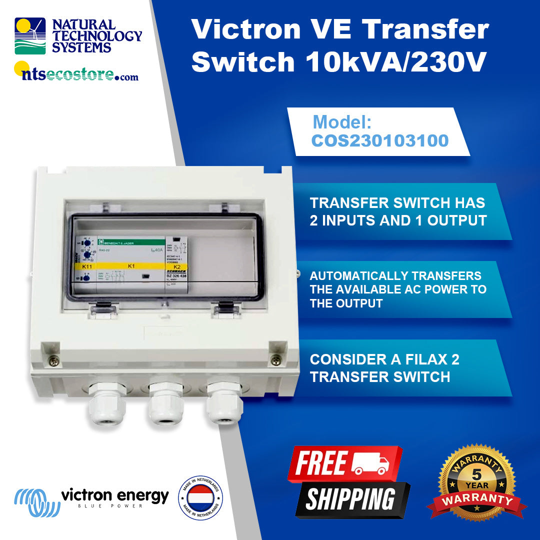 Victron VE Transfer Switch 1ph 200-250VAC 10kVA COS230103100