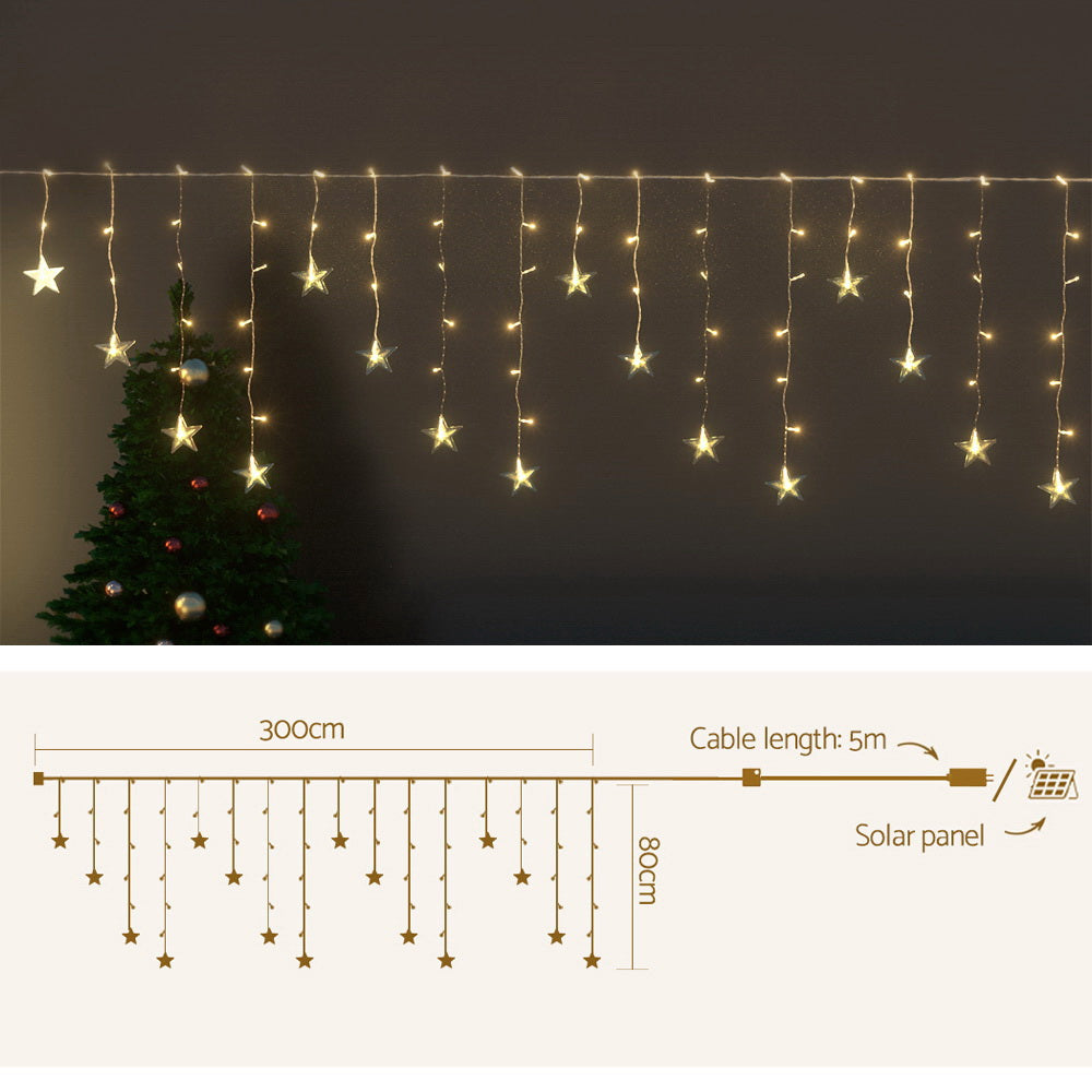 Jingle Jollys 3M Christmas Icicle Lights String Lights 80 LED Solar Powered