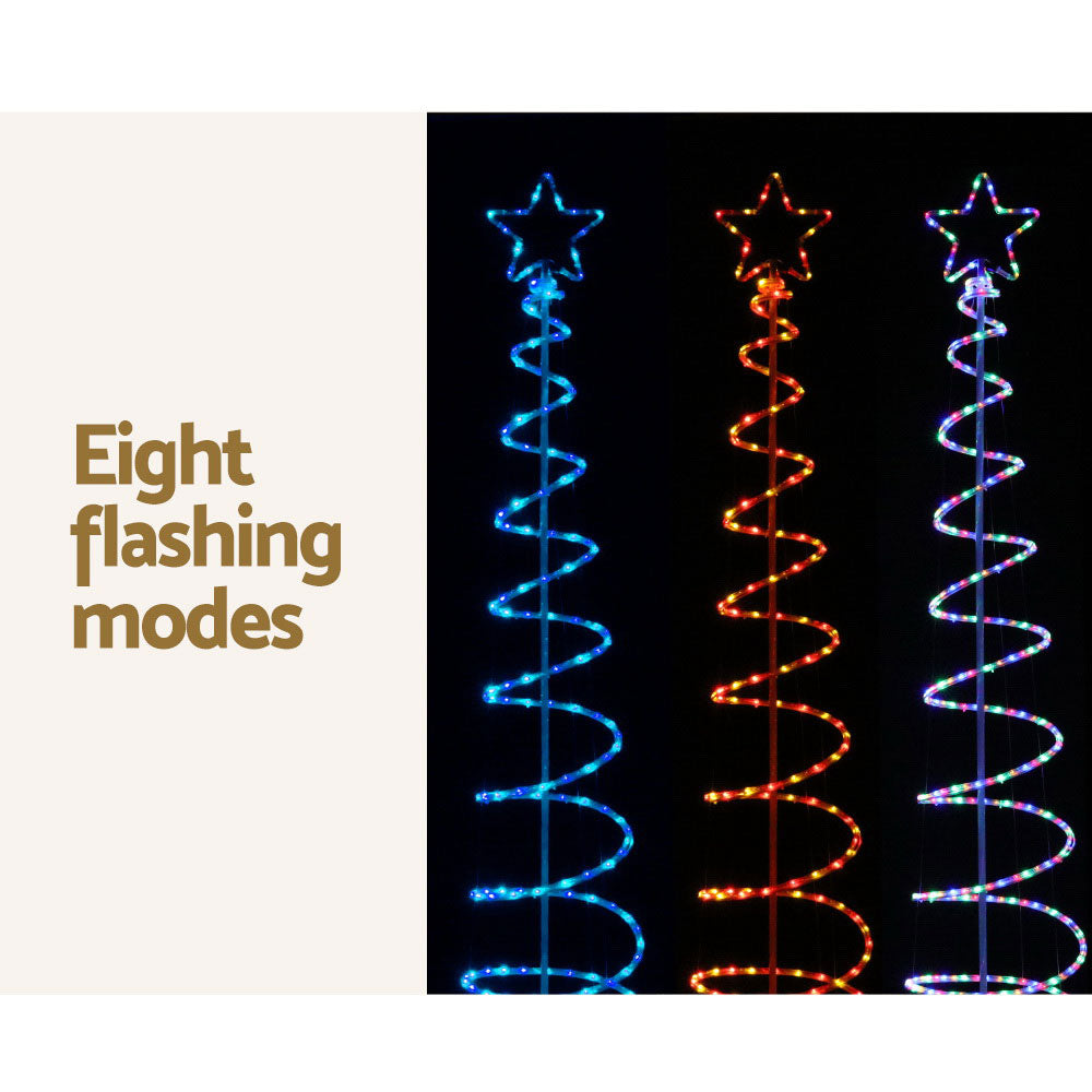 Jingle Jollys 2.4M LED Christmas Tree Solar Motif Lights 8 Modes Multi-Colour
